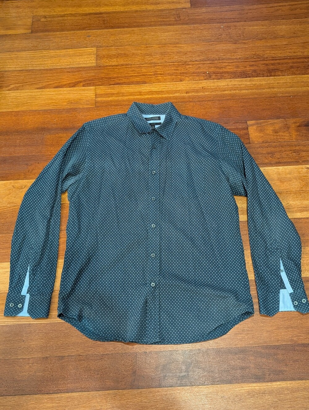 Banana Republic Navy Button-Down Shirt with Micro Dot Print Slim Fit